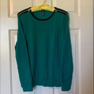 Ralph Lauren lightweight green sweater with brass zippers size large